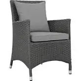 Sojourn Dining Outdoor Sunbrella &reg; Armchair in Chocolate Poly Rattan & Gray