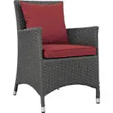 Sojourn Dining Outdoor Sunbrella &reg; Armchair in Chocolate Poly Rattan & Red