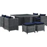 Summon 9 Piece Outdoor Patio Dining Set in Sunbrella &reg; Canvas Navy