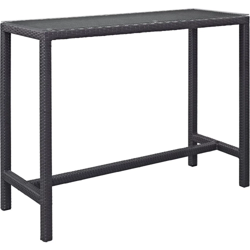 Convene Large Outdoor Patio Bar Table in Espresso w/ Tempered Glass