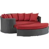 Sojourn Outdoor Sunbrella &reg; Daybed in Chocolate Poly Rattan & Red