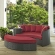 Sojourn Outdoor Sunbrella &reg; Daybed in Chocolate Poly Rattan & Red