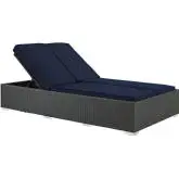 Sojourn Outdoor Patio Chaise in Poly Rattan w/ Navy Sunbrella &reg Cushion