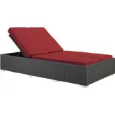 Sojourn Outdoor Sunbrella &reg; Double Chaise in Chocolate Poly Rattan & Red