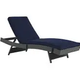 Sojourn Outdoor Patio Chaise in Poly Rattan w/ Navy Sunbrella &reg Cushion