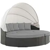 Sojourn Outdoor Sunbrella &reg; Daybed in Chocolate Poly Rattan & Gray