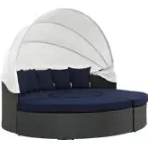 Sojourn Outdoor Patio Daybed in Poly Rattan with Navy Sunbrella &reg Cushion
