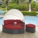 Sojourn Outdoor Sunbrella &reg; Daybed in Chocolate Poly Rattan & Red