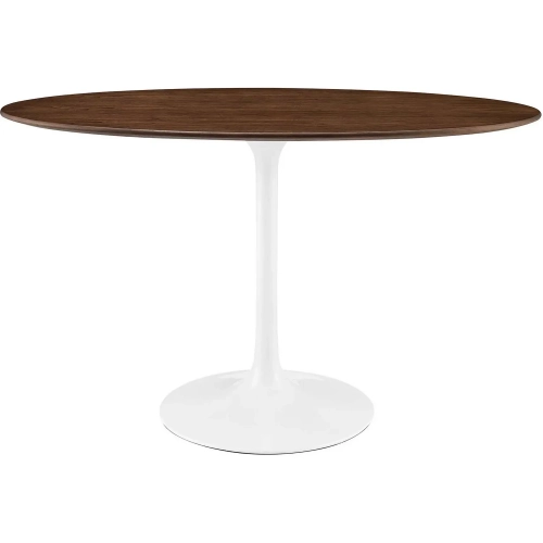 Lippa 48" Oval Dining Table in Walnut Finish Wood & Powder Coated Metal