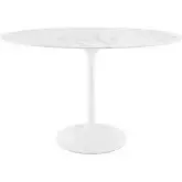 Lippa 48" Oval  Dining Table in White Faux Marble & Powder Coated Metal