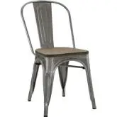 Promenade Dining Chair in GunMetal Distressed Steel w/ Wood Seat