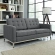 Loft Loveseat in Tufted Gray Fabric & Polished Stainless