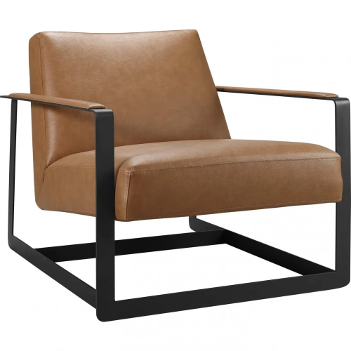 Seg Accent Chair in Tan Vegan Leather & Steel