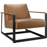 Seg Accent Chair in Tan Vegan Leather & Steel