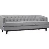 Coast Sofa in Tufted Light Gray Fabric on Walnut Finish Legs