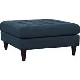 Empress 35" Bench in Tufted Azure Fabric on Black Wood Legs