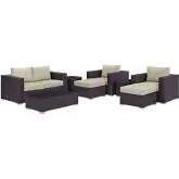 Convene 8 Piece Outdoor Patio Sofa Set in Espresso w/ Beige Cushions