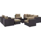 Convene 10 Piece Outdoor Patio Sectional Set in Espresso w/ Mocha Cushions