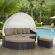 Convene Canopy Outdoor Patio Daybed in Espresso with Mocha Cushions