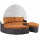 Convene Canopy Outdoor Patio Daybed in Espresso with Orange Cushions