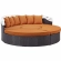 Convene Canopy Outdoor Patio Daybed in Espresso with Orange Cushions
