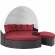 Convene Canopy Outdoor Patio Daybed in Espresso with Red Cushions
