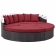 Convene Canopy Outdoor Patio Daybed in Espresso with Red Cushions