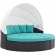 Convene Canopy Outdoor Patio Daybed in Espresso with Turquoise Cushions