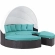 Convene Canopy Outdoor Patio Daybed in Espresso with Turquoise Cushions