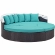 Convene Canopy Outdoor Patio Daybed in Espresso with Turquoise Cushions