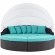 Convene Canopy Outdoor Patio Daybed in Espresso with Turquoise Cushions