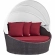 Convene Canopy Outdoor Patio Daybed in Espresso with Red Cushions