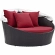 Convene Canopy Outdoor Patio Daybed in Espresso with Red Cushions