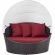 Convene Canopy Outdoor Patio Daybed in Espresso with Red Cushions