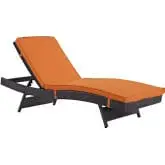 Convene Outdoor Patio Chaise in Espresso w/ Orange Cushions