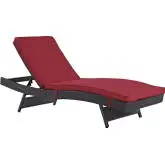 Convene Outdoor Patio Chaise in Espresso w/ Red Cushions