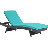 Convene Outdoor Patio Chaise in Espresso w/ Turquoise Cushions