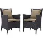 Convene 2 Outdoor Patio Dining Armchair Set in Espresso with Mocha Cushions