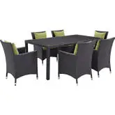 Convene 7 Piece Outdoor Patio Dining Set in Espresso w/ Peridot Cushions