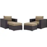 Convene 4 Piece Outdoor Patio Sectional Set in Espresso w/ Mocha Cushions