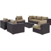 Convene 8 Piece Outdoor Patio Sectional Set in Espresso w/ Mocha Cushions