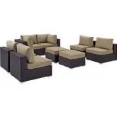 Convene 8 Piece Outdoor Patio Sectional Set in Espresso w/ Mocha Cushions