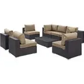 Convene 8 Piece Outdoor Patio Sectional Set in Espresso w/ Mocha Cushions