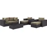 Convene 8 Piece Outdoor Patio Sectional Set in Espresso w/ Mocha Cushions