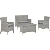 Bridge Outdoor Patio Loveseat & Arm Chair Set in Light Gray w/ Gray w/ Cushions