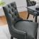 Regent Dining Chair in Tufted Gray Vegan Leather & Wood