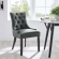 Regent Dining Chair in Tufted Gray Vegan Leather & Wood