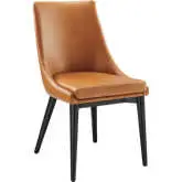 Viscount Dining Chair in Tan Vegan Leather & Black Wood