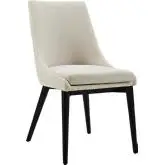 Viscount Dining Chair in Beige Fabric on Black Wood Legs