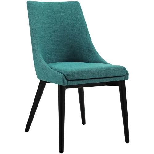 Viscount Dining Chair in Teal Fabric on Black Wood Legs